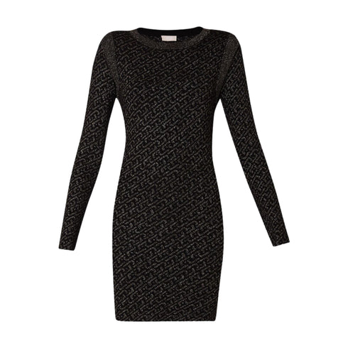 Abito corto Donna in maglia lurex logo all over Nero Liu Jo- Francavilla Moda